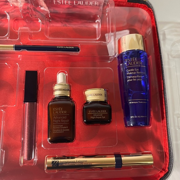 Estee Lauder Gift Set serum makeup eye serum lipstick mascara makeup remover NIB - Picture 6 of 16